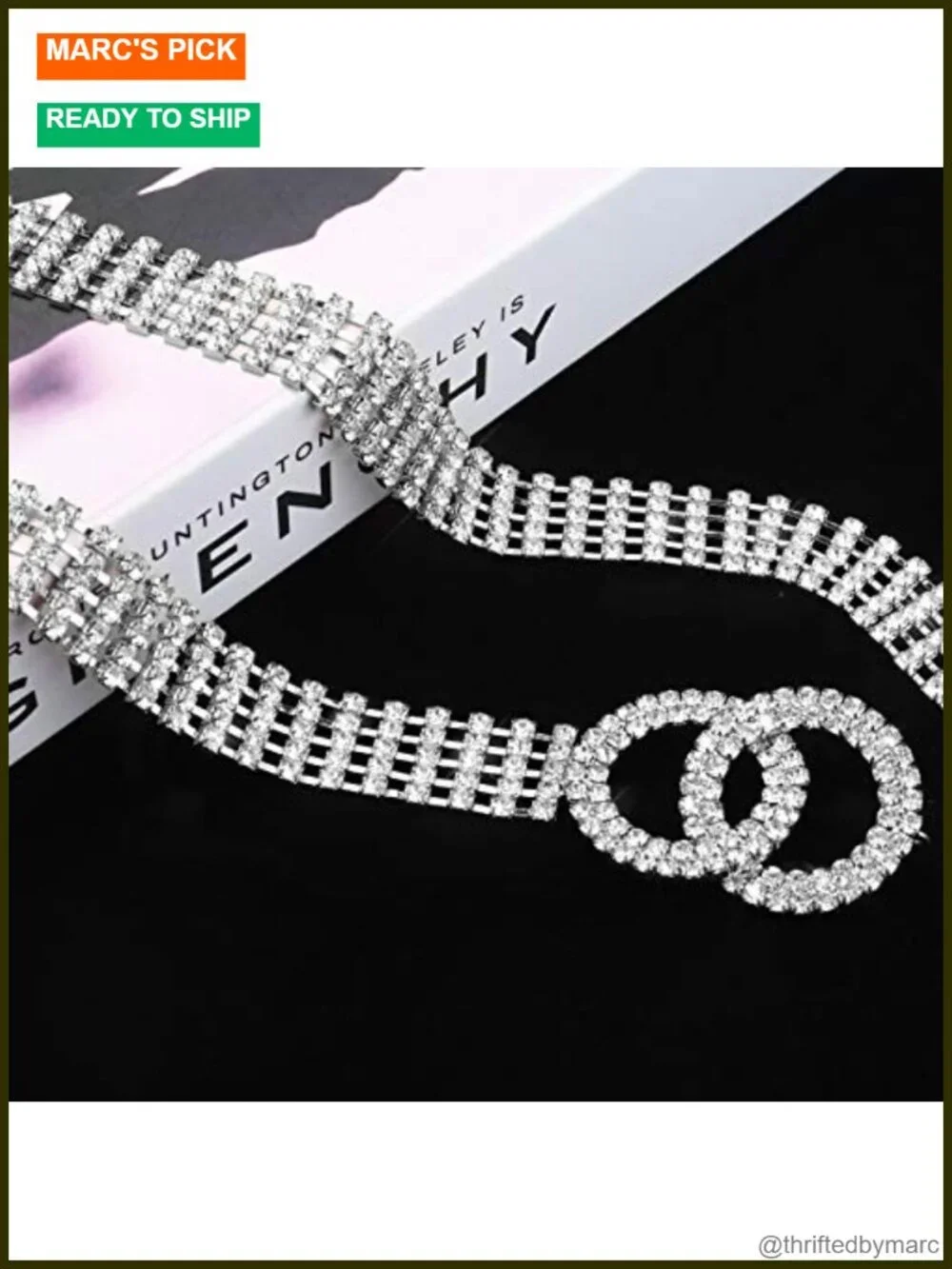 Rhinestone Chain Belt O-Ring Waistband Belt for Dresses